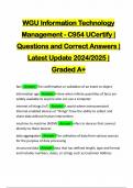 WGU Information Technology Management - C954 UCertify | Questions and Correct Answers | Latest Update 2024/2025 | Graded A+