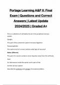 Portage Learning A&P II: Final Exam | Questions and Correct Answers | Latest Update 2024/2025 | Graded A+