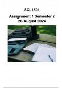 SCL1501 Assignment 1 (COMPLETE ANSWERS) Semester 2 2024 - DUE 26 August 2024 ; 100% TRUSTED Complete, trusted solutions and explanations.