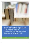 BRCC-Microbiology 2104 - Dr. Miller Exam Questions and Complete Solutions Graded A+