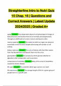 Straighterline Intro to Nutri Quiz 15 Chap. 16 | Questions and Correct Answers | Latest Update 2024/2025 | Graded A+