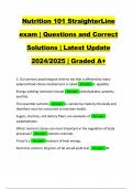 Nutrition 101 StraighterLine exam | Questions and Correct Solutions | Latest Update 2024/2025 | Graded A+