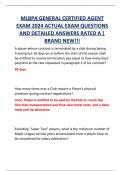 MLBPA GENERAL CERTIFIED AGENT  EXAM 2024 ACTUAL EXAM QUESTIONS  AND DETAILED ANSWERS RATED A |  BRAND NEW!!! 