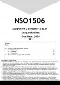 NSO1506 Assignment 2 (ANSWERS) Semester 2 2024 - DISTINCTION GUARANTEED