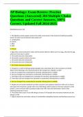 AP Biology: Exam Review: Practice Questions (Answered) 204 Multiple Choice Questions and Correct Answers, 100% Correct. Updated Fall 2024/2025.