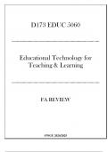 (WGU D173) - EDUC 5060 Educational Technology for Teaching & Learning - FA Review 20242025