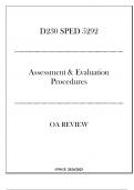 (WGU D230) - SPED 5292 Assessment & Evaluation Procedures - OA Review 20242025.