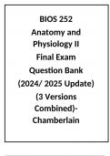 BIOS 252 Anatomy and Physiology II Final Exam Question Bank (2024/ 2025 Update) (3 Versions Combined)-Chamberlain