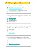 ATI RN Nursing Care of Children Form B | Answers Clearly Highlighted (Download TO score An A) | Chamberlain