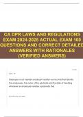 CA DPR LAWS AND REGULATIONS EXAM 2024-2025 ACTUAL EXAM 100 QUESTIONS AND CORRECT DETAILED ANSWERS WITH RATIONALES (VERIFIED ANSWERS) 