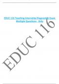 EDUC 116 Teaching Internship Diagnostics Exam  Multiple Questions   Only