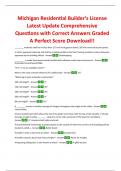 Michigan Residential Builder’s License Latest Update Comprehensive Questions with Correct Answers Graded A Perfect Score Download!!