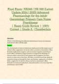 Final Exam: NR568 / NR 568 (Latest Update 2024 / 2025) Advanced Pharmacology for the Adult-Gerontology Primary Care Nurse Practitioner  | Exam Guide Review | 100% Correct | Grade A - Chamberlain