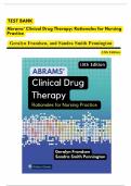 Test Bank for Abrams’ Clinical Drug Therapy: Rationales for Nursing Practice, 13th Edition (Frandsen, 2025), Chapter 1-61 | All ChaptersTest Bank for Abrams’ Clinical Drug Therapy: Rationales for Nursing Practice, 13th Edition - Frandsen, 2025 - Chapter 1