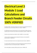 Electrical Level 3 Module 1 Load Calculations and Branch Feeder Circuits 100% VERIFIED