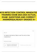 NYS INFECTION CONTROL MANDATED TRAINING EXAM 2023-2024 ACTUAL EXAM  QUESTIONS AND CORRECT ANSWERS|ALREADY GRADED A+