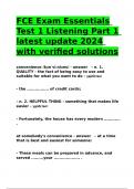 FCE Exam Essentials Test 1 Listening Part 1 latest update 2024 with verified solutions