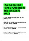 FCE Speaking - Part 1 Questions and answers 2024