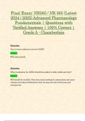 Final Exam: NR565 / NR 565 (Latest 2024 / 2025) Advanced Pharmacology Fundamentals | Questions with Verified Answers | 100% Correct | Grade A - Chamberlain