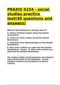 PRAXIS 5154 - social studies practice test(40 questions and answers)