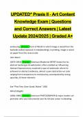 UPDATED* Praxis II - Art Content Knowledge Exam | Questions and Correct Answers | Latest Update 2024/2025 | Graded A+