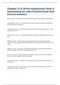 Chapter 17 & 18 Pre-employment Tests & Interviewing for Jobs Practice Exam And Correct Answers.