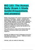 BIO 103- The Human Body (Exam 1 Study Guide)(61questions and answers).