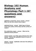 Biology 102 Human Anatomy and Physiology Part 1 (67 questions and answers)