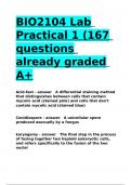 BIO2104 Lab Practical 1 (167 questions already graded A+