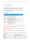 Summary notes for CIE IGCSE Biology Topic 14: Organic chemistry