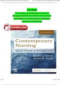 Test Bank For Contemporary Nursing Issues, Trends, and Management 9th Edition by Barbara Cherry, Susan R. Jacob Chapter 1-28 / 9780323776875 / All Chapters with Answers and Rationals Newest Edition 2024 Version