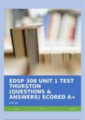 EDSP 308 UNIT 1 TEST THURSTON (QUESTIONS & ANSWERS) SCORED A+