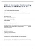 OSHA 30 Construction Test Answer Key MANAGING SAFETY AND HEALTH  100% correct