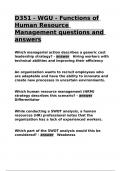 D351 - WGU - Functions of Human Resource Management questions and answers.