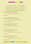 Exam Prep 70-534 - Architecting  Microsoft Azure Solutions - Section 1.1 Questions & 100% correct AnswersLatest Test | Graded A+ | Passed