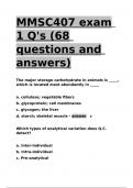 MMSC407 exam 1 Q-s (68 questions and answers)