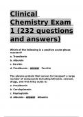 Clinical Chemistry Exam 1 (232 questions and answers).