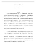 Week 3 Assignment IOM Report .docx    Analysis of the IOM Report  St Thomas University  Abstract  The 2010 Institute of Nursing (IOM) report on the œFuture of Nursing: Leading Change, Advancing Health advocates on improvement of the healthcare delivery sy