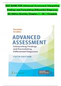 TEST BANK For Advanced Assessment Interpreting Findings and Formulating Differential Diagnoses, 5th Edition by Goolsby, Verified Chapters 1 - 22, Complete Newest Version