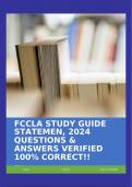 FCCLA STUDY GUIDE STATEMEN, 2024 QUESTIONS & ANSWERS VERIFIED 100% CORRECT!!