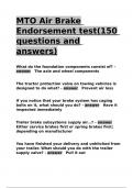 MTO Air Brake Endorsement test(150 questions and answers).