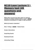 N110 Leon Lecture 1 – Memory test (49 questions and answers).