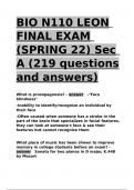 BIO N110 LEON FINAL EXAM (SPRING 22) Sec A (219 questions and answers).