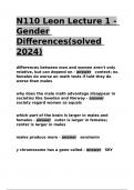 N110 Leon Lecture 1 - Gender Differences(solved 2024).