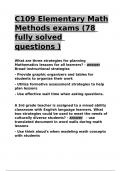 C109 Elementary Math Methods exams (78 fully solved questions ).