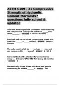 ASTM C109 - 21 Compressive Strength of Hydraulic Cement Mortars(57 questions fully solved 