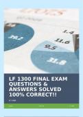 LF 1300 FINAL EXAM QUESTIONS & ANSWERS SOLVED 100% CORRECT!!