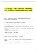 CA PT Law Exam Questions & Answers with Definitive Solutions Updated 2024.