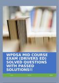 WPDSA MID COURSE EXAM (DRIVERS ED) SOLVED QUESTIONS WITH PASSED SOLUTIONS!!