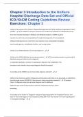 Chapter 3 Introduction to the Uniform Hospital Discharge Data Set and Official ICD-10-CM Coding Guidelines Review Exercises: Chapter 3 Questions And Answers Rated A+ New Update Assured Satisfaction